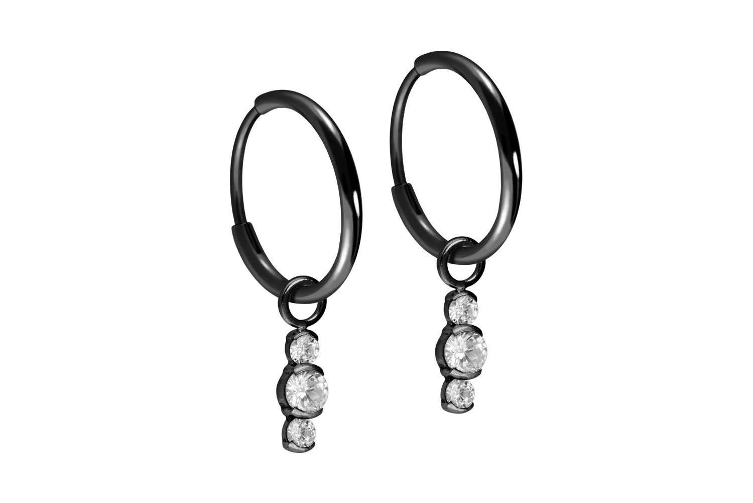 Titan Ohrclicker Creolen 3 EINGEFASSTE KRISTALLE von Piercingline